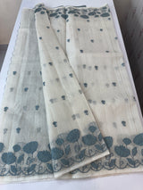Tissue silk saree with zari checks and applique work  MSH105- Offwhite to Grey