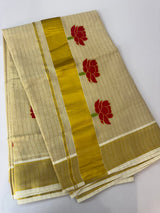 Kerala tissue embroidery saree - VOP2