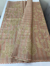 Tissue Silk applique work saree MSH133 Design 1- Peach