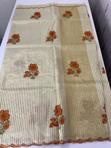 Semi chanderi tissue saree with cross stitch embroidery work-  MSH9556(4)