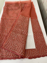 Glass organza saree with thread work- MOS351