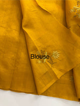 Crushed Blended tussar silk saree with embroidery- MSB7654 MustardYellow
