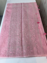 Semi organza saree with lace embroidery MSH117