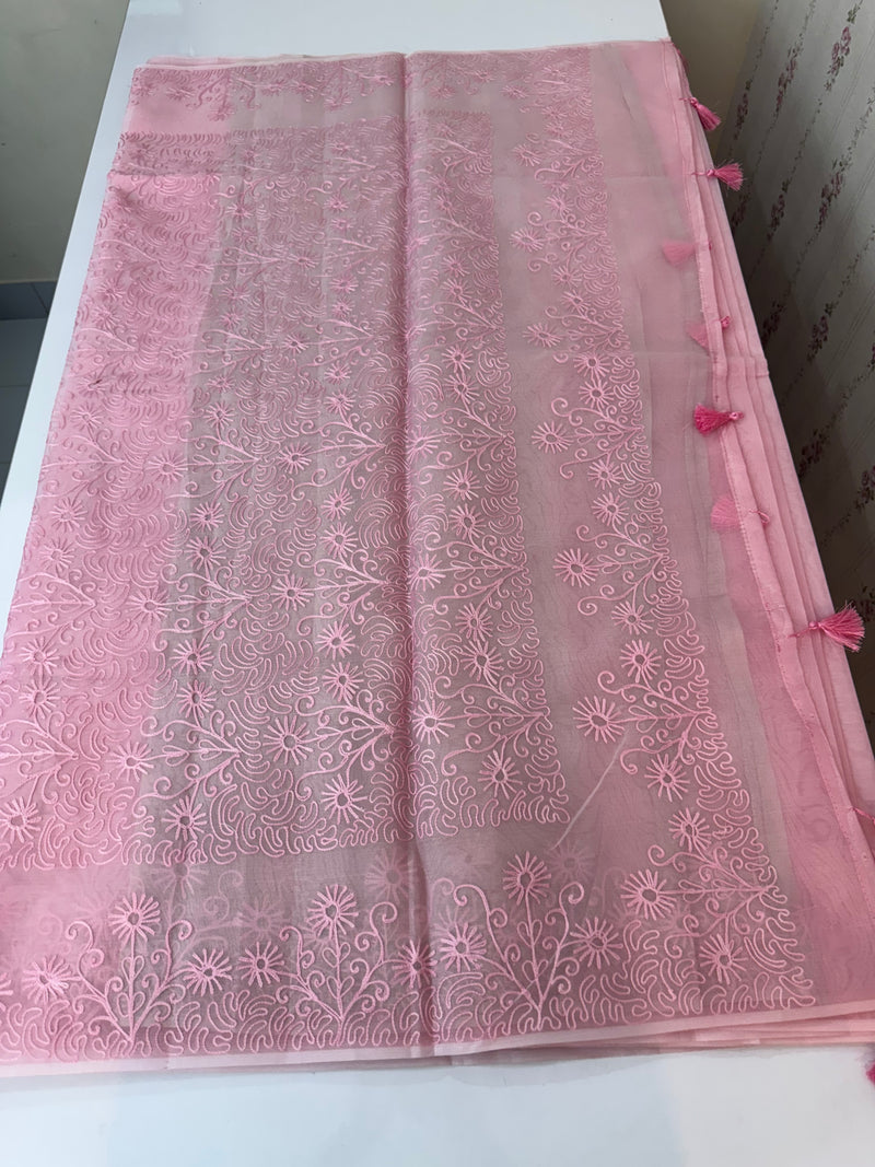 Semi organza saree with lace embroidery MSH117