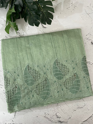 Blended matka Tussar silk saree with cutwork MS4856