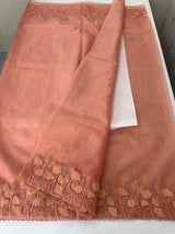 Soft Organza saree with embroidery borders - MCW786 Peach