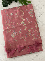 Tussar finish soft silk saree with thread embroidery MTS568 AntiqueRose