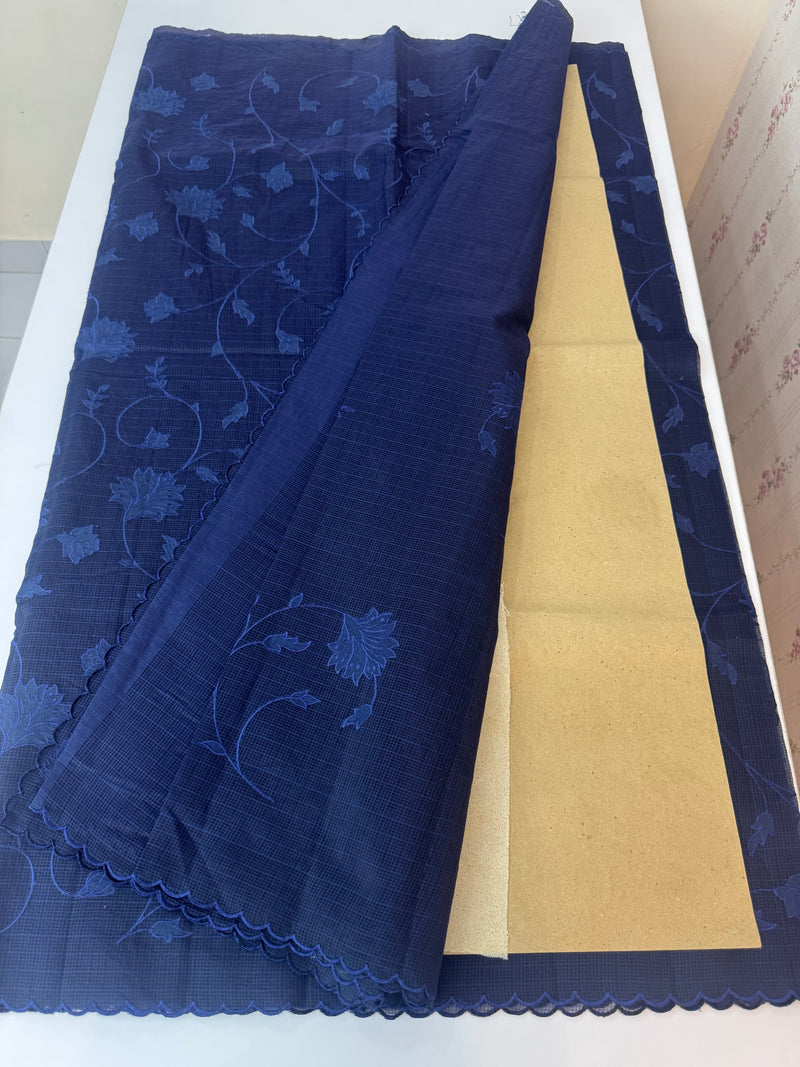 Kota silk cotton saree with applique work MS81788 -DarkBlue