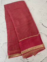 Crepe chiffon georgette saree with checks MS40097 DUSTYPEACH