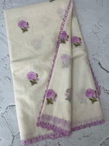 Mul chanderi embriodery saree with scalloped borders MSH290