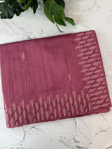 Blended tussar saree with cutwork border- MSHK691 BerryPink