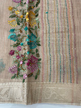 Soft Tissue linen Silk embriodery saree MS49876