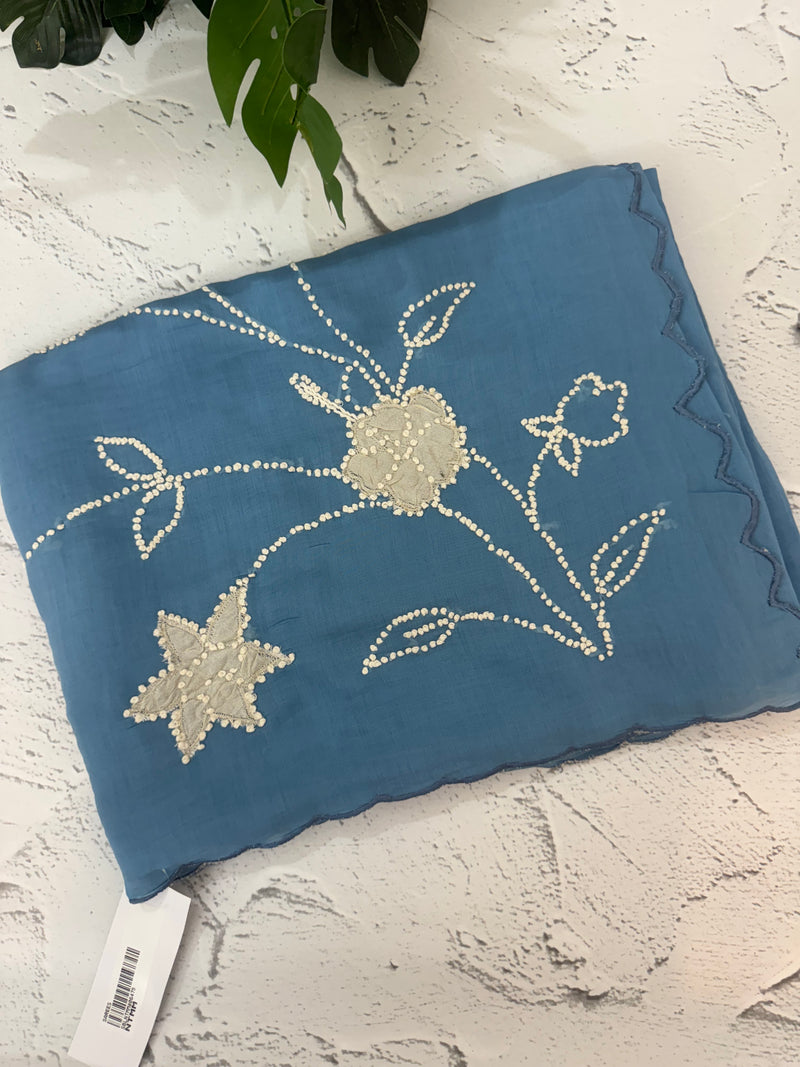 Malai chanderi knot and kanta embriodery saree  MS5556