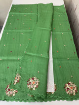 Blended tussar silk saree with embroidery- MS1072