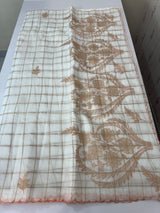 Check Mul chanderi saree with applique work MSH164 - White to Peach