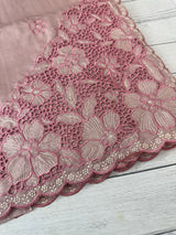 Soft silk saree with cutwork on pallu - MSR908 Dusky Pink