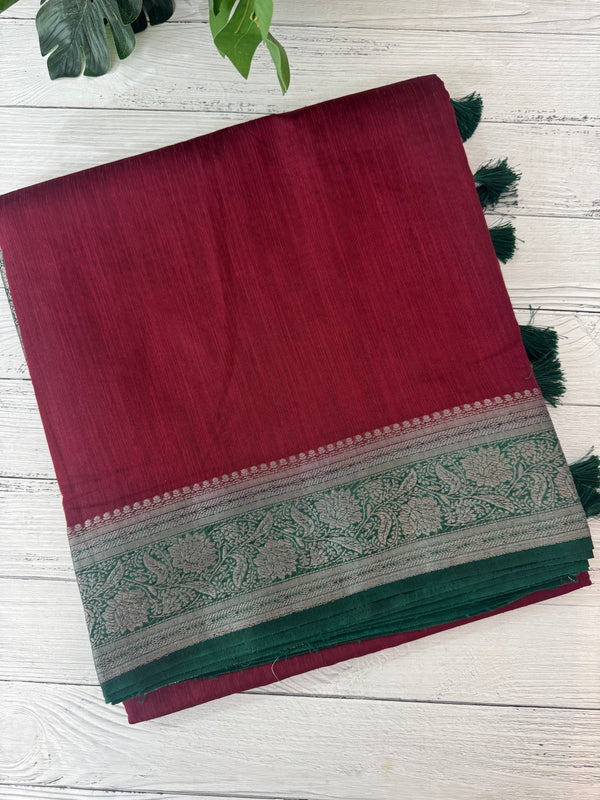 Jute linen sarees with contrast pallu & blouse MJL456