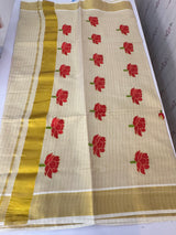 Kerala tissue embroidery saree - VOP2