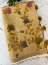 Tissue linen saree with handwork MLS5499
