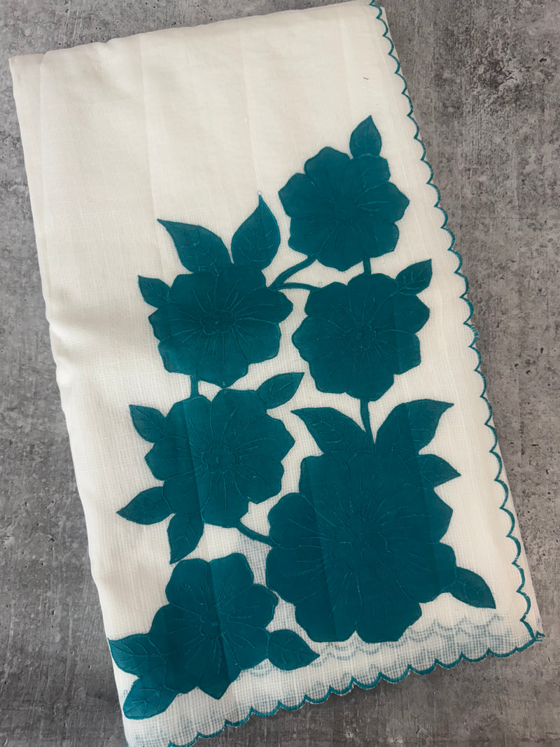 NetKota Applique work saree  MSH138- TealBlue