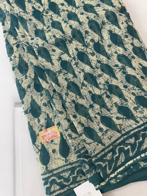 Hand block printed pure kota doria saree MBKD461