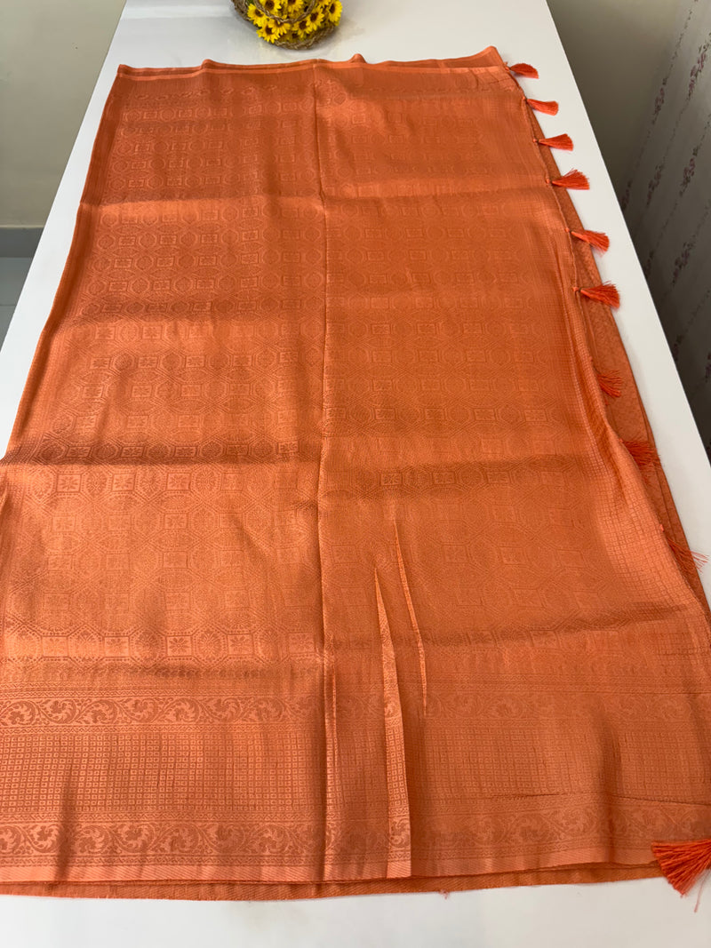 Brocade soft silk saree in copper zari weaving  MS6771