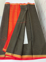 Crepe chiffon saree with small checks zari weaving  MS81890