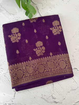 Semi banarasi saree with zari buttas - MBS6754