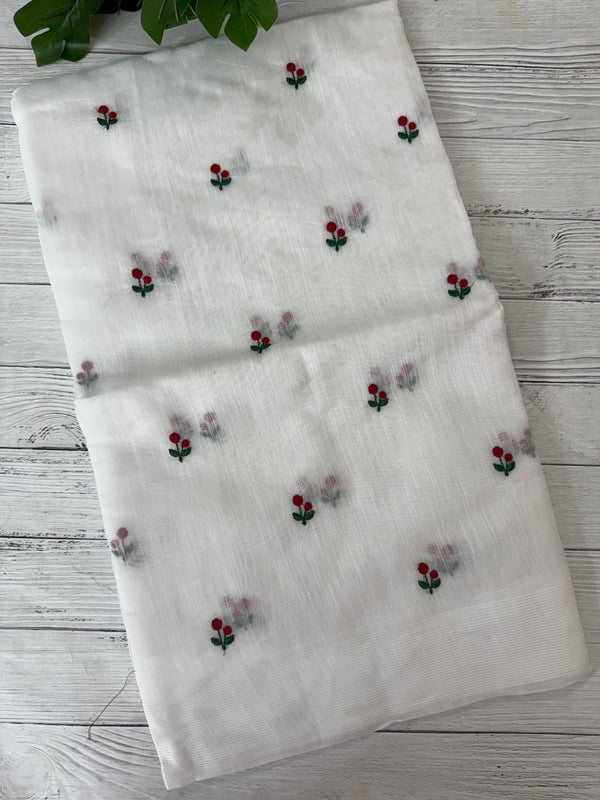 Slub cotton saree with embroidery MS2302