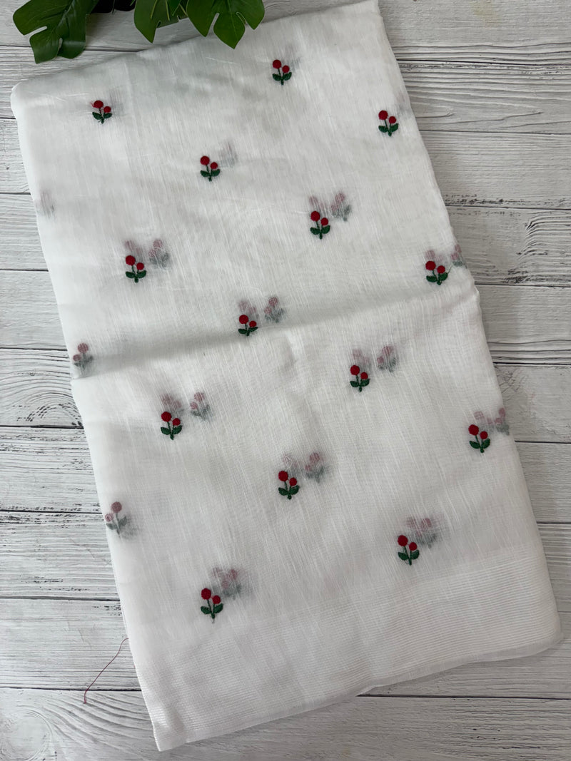 Slub cotton saree with embroidery MS2302