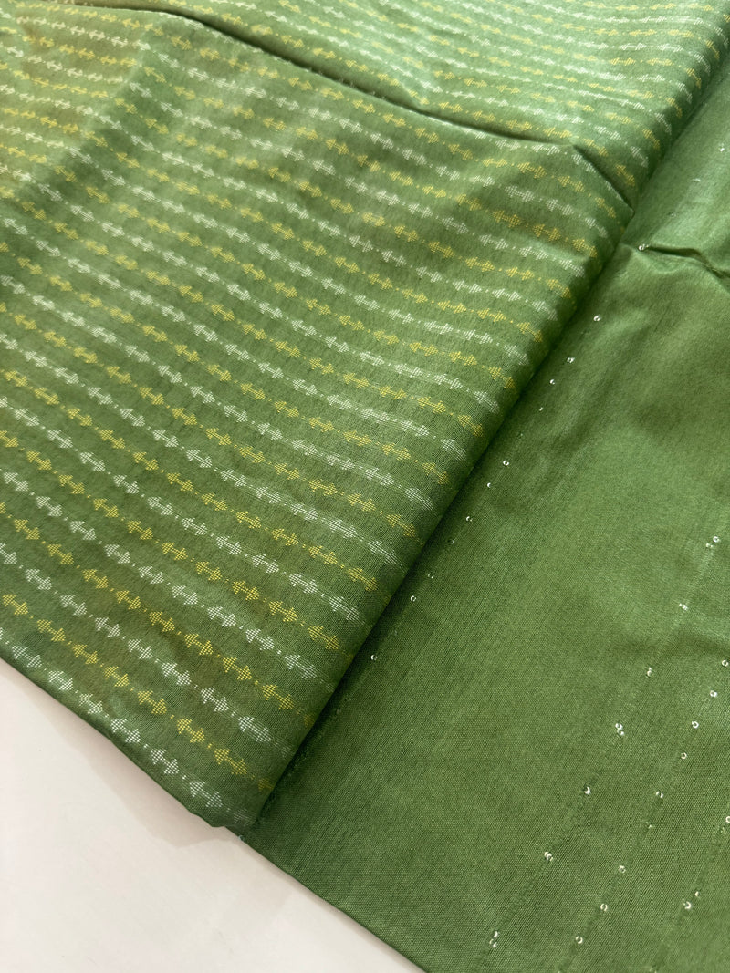 Semi tussar saree with thread work SBHMSH -Leaf Green