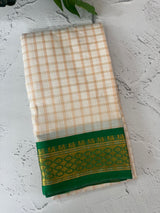 Cotton silk check saree with zari border MS6754