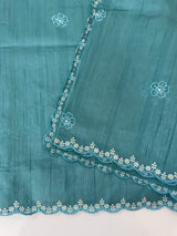 Cutwork Semi tussar saree MTSS674 Blue