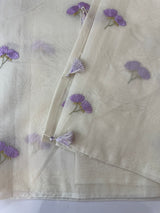 Mul chanderi saree with embriodery MSH114- Lavender flowers