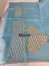 Tissue organza saree with fully worked blouse MS14176