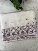 Soft Organza saree with embroidery borders - MCW896 White to Lavender