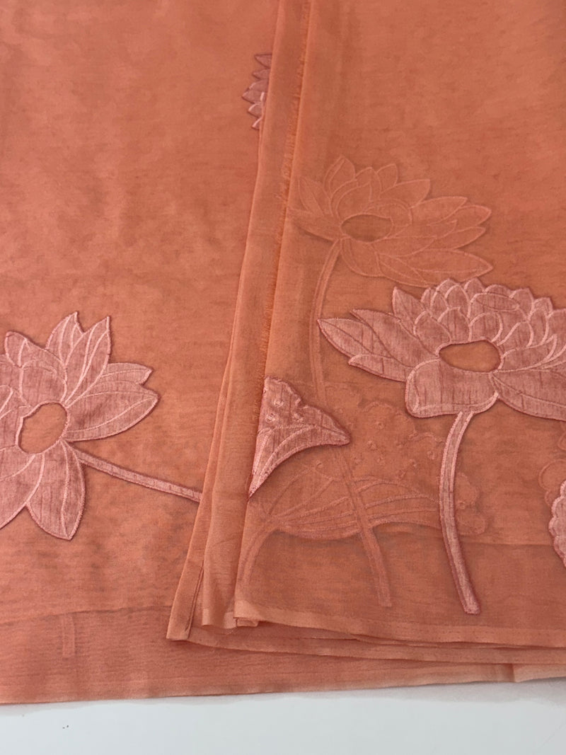 Pure Organza Applique work saree MS16391 - Peach