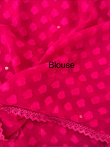 Chiffon Brasso saree with foil mirror work - MS7621 DarkPink