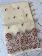 Moonga checks Applique work saree  FSF188