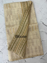 Semi chanderi tussar saree with brocade pallu and blouse MKT891 (2) Green
