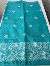 Soft kota checks saree with embroidery - MS7676 SeaBlue