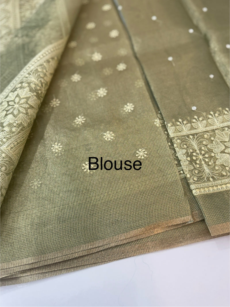 Tissue silk saree with Chikankari embroidery MTTS97(1)
