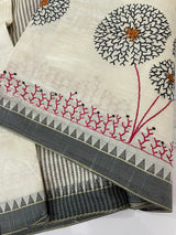 Blended tussar silk saree with embroidery- MSH490