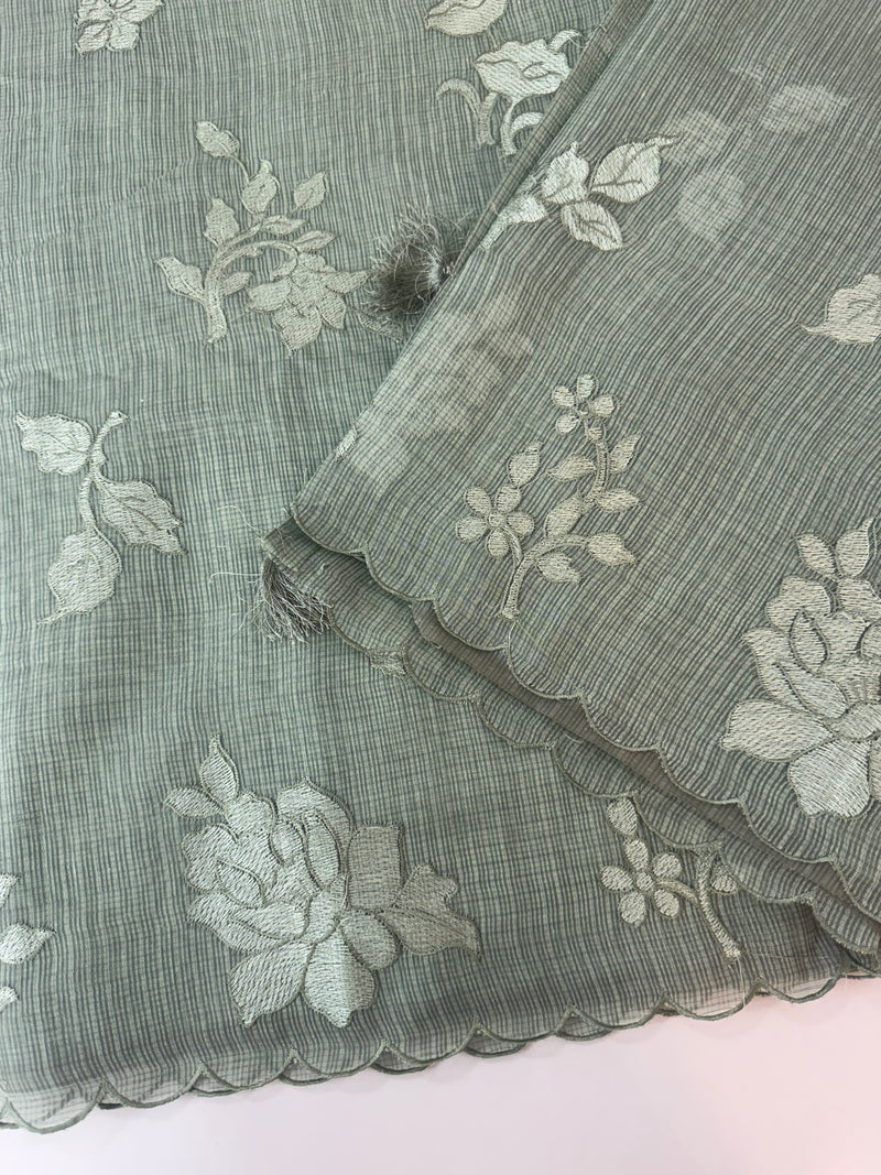Silky kota embroidery saree  MSK890 JadeGreen