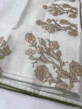 NetKota Applique work saree  MSH123- White & Green