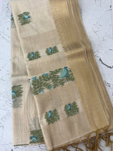 Jamdani silk Cotton Saree MS12567 (4) Blue birds