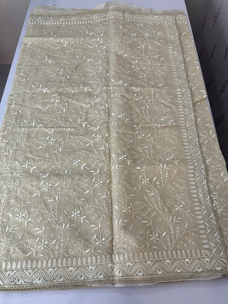 Netkota saree with chikankari embriodery work saree  MS11979 Beige