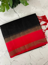 Semi Jute silk sarees with contrast pallu & blouse MJL392