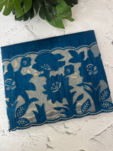 Blended tussar saree with organza applique applique borders MTSS452 Teal