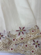Blended Satin finish Tussar silk saree with  cutwork- MS16071 Offwhite